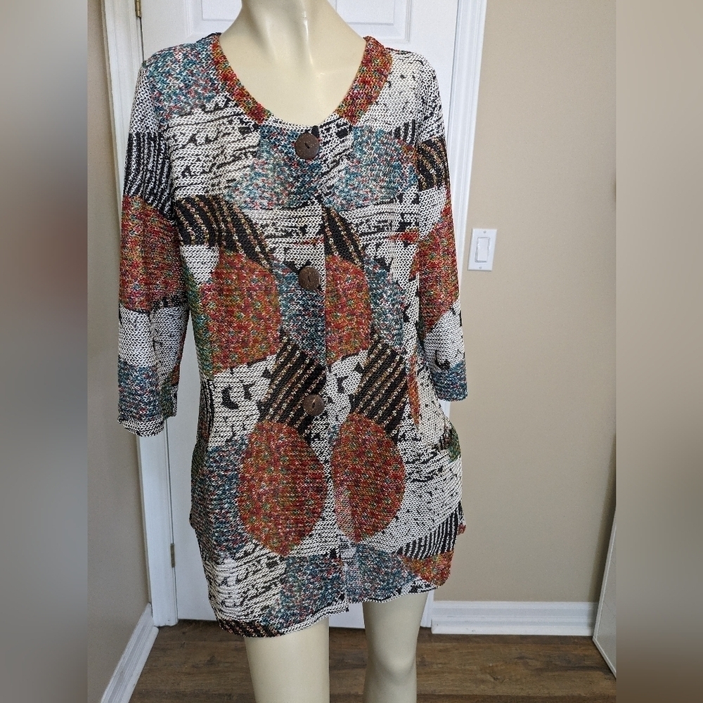 Joseph Ribkoff Woven Button Down Shirt Beach Casual Long Sleeve Women's 10